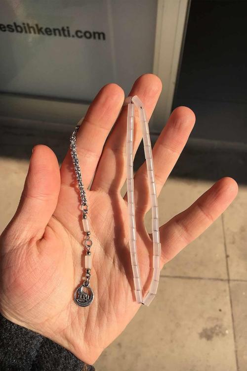 Buz Renk Minik Boy Kesme Taneli Uçak Camı Tesbih