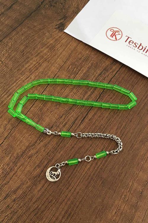 Açık Yeşil Minik Boy Kesme Taneli Uçak Camı Tesbih