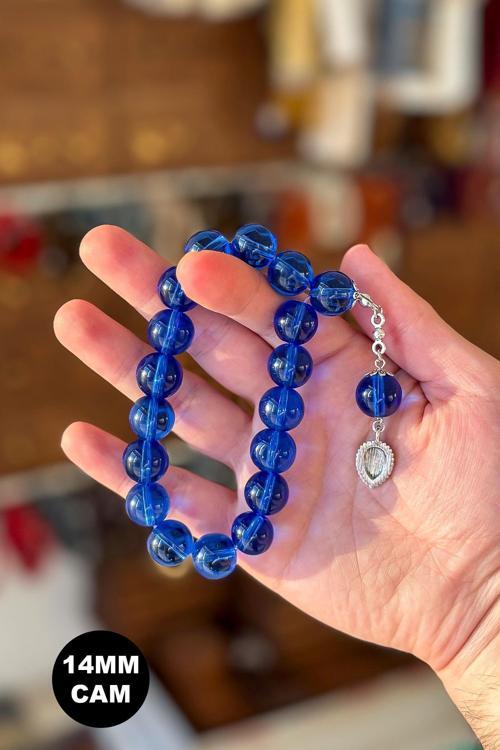 14 MM Küre Mavi 17'lik Cam Tesbih