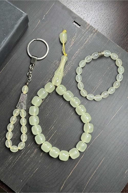 Kedi Gözü Tesbih - Anahtarlık - Bileklik Seti