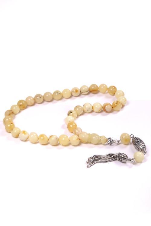 Özel Gümüş Tasarımlı Küre Kaya Damla Kehribar Tesbih