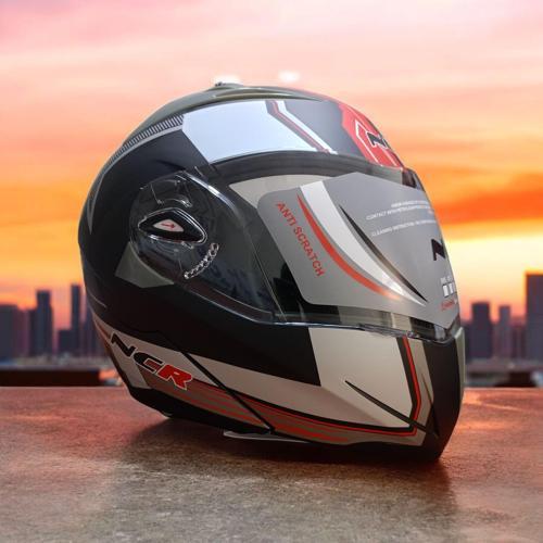 -158 ÇENE AÇILIR GÖZLÜKLÜ E-CE BELGELİ KASK KIRMIZI GRAFİK