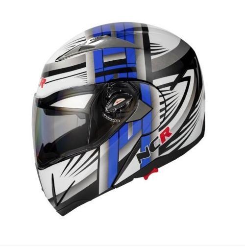 -158 ÇENE AÇILIR GÖZLÜKLÜ E-CE BELGELİ KASK MAVİ GRAFİK