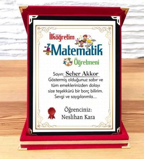 İlköğretim Matematik Öğretmenine Plaket