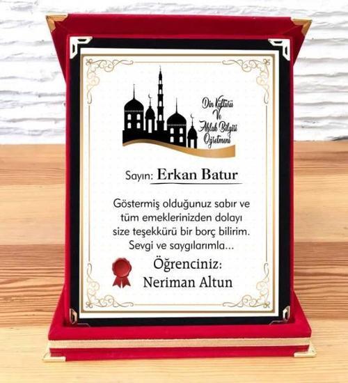 Din Kültürü ve Ahlak Bilgisi Öğretmenine Plaket