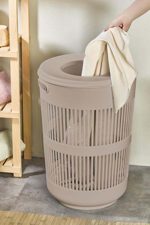 Solara Dekoratif Kirli Çamaşır Sepeti Oyuncak Sepeti 60 Litre - Kahve