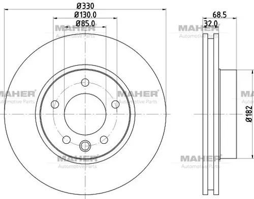 FREN DİSKİ TOUAREG 2003-2018 / CAYENNE 2003-2010 / PRO ÖZEL KAPLAMA ÖN HAVALI SAĞ 330-5 7L6615302D (2 ADET)