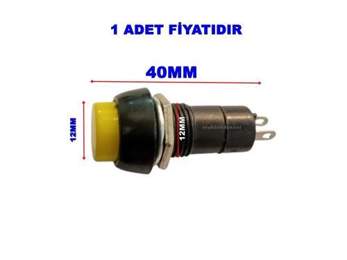 Plastik SARI Yuvarlak Yaylı Buton Anahtar 12mm