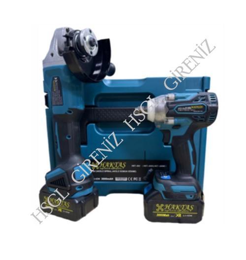HKT 602 2’li Akülü Set Somun Sıkma Spiral Avuç Taşlama 58Vs 3000Mah 2 Akü + Şarj Cihazı Dahil)