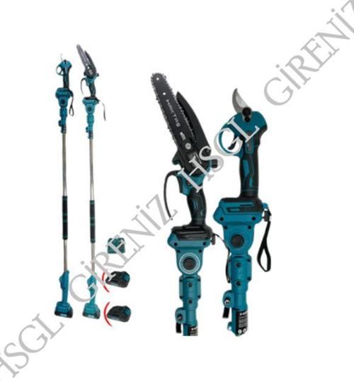 Akülü Budama Makası Testere Seti – 21V Şarjlı Bahçe Budama Makinesi, Yüksek Kesim Gücü, 2 Akülü Set (Ağaç, Asma, Ze