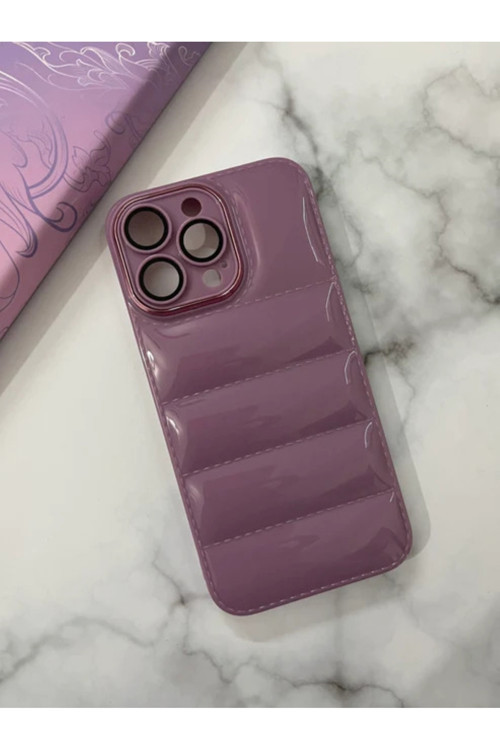Apple İphone 14 Uyumlu Puffer Silikon Kılıf Kamera Koruma Lens Korumalı Parlak Telefon Kılıfı
