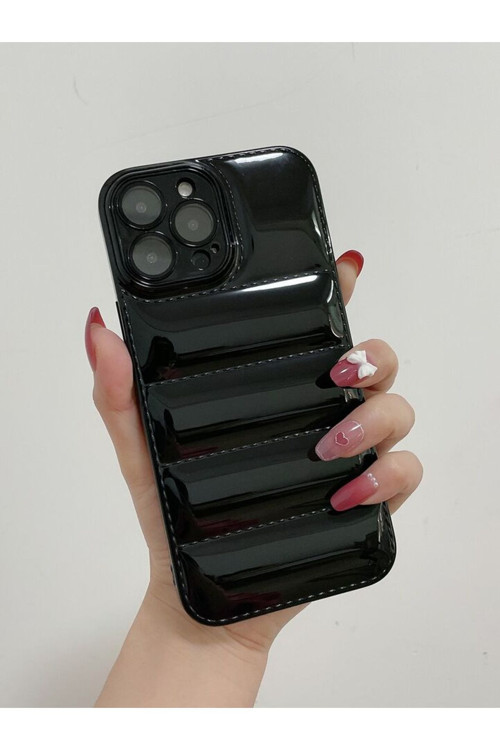 Apple İphone 14 Uyumlu Puffer Silikon Kılıf Kamera Koruma Lens Korumalı Parlak Telefon Kılıfı