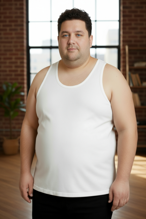 Büyük Beden Pamuklu Erkek Atleti 6'lı Paket - Beyaz