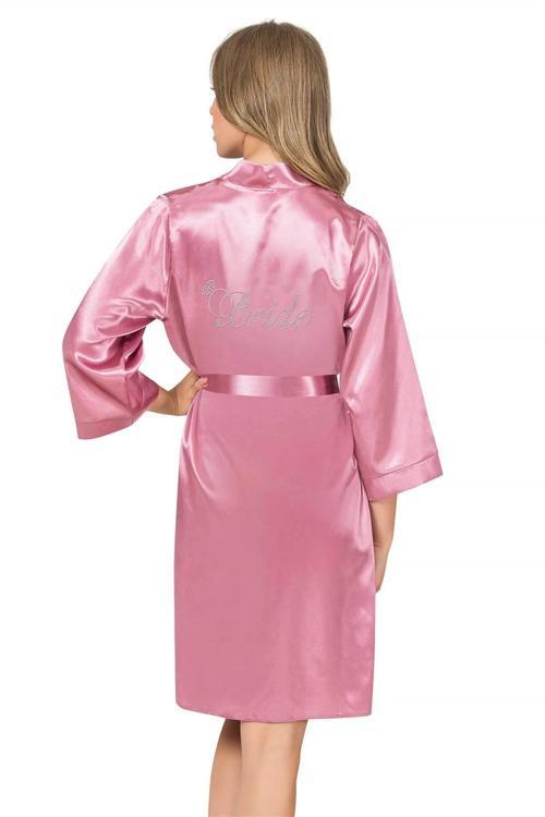 MDB MdbShop Gül Kurusu Kısa Saten Bride Sabahlık