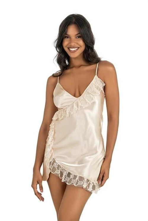 MDB MdbShop Fildişi Kısa Saten Gecelik 8229
