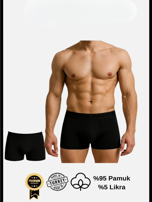 MDB MdbShop Pamuklu Düz Siyah Renk Erkek Boxer