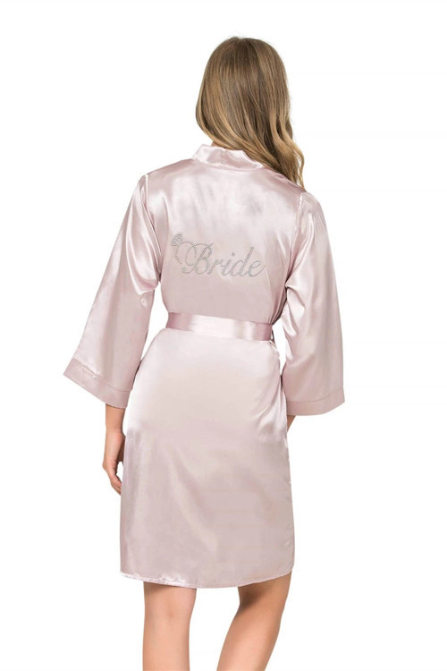 MDB MdbShop Pudra Kısa Saten Bride Sabahlık