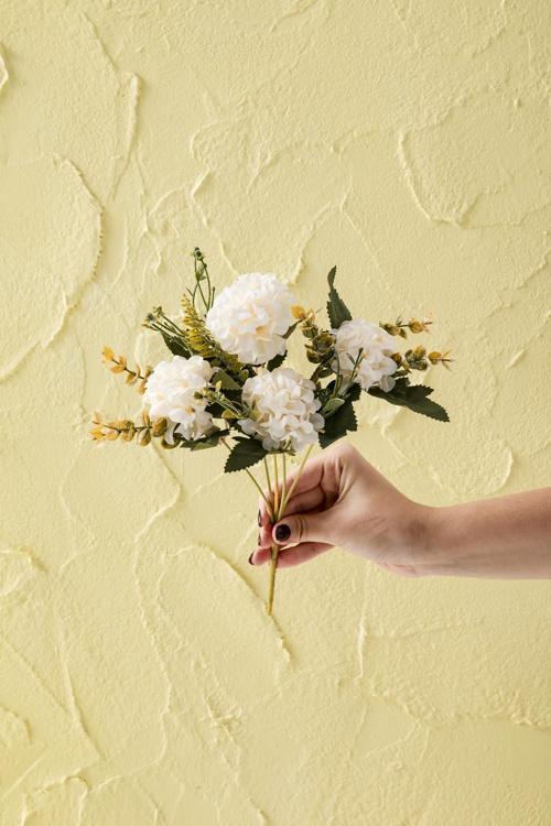 Yapay Ortanca Çiçeği 30 Cm 5 Dal Beyaz