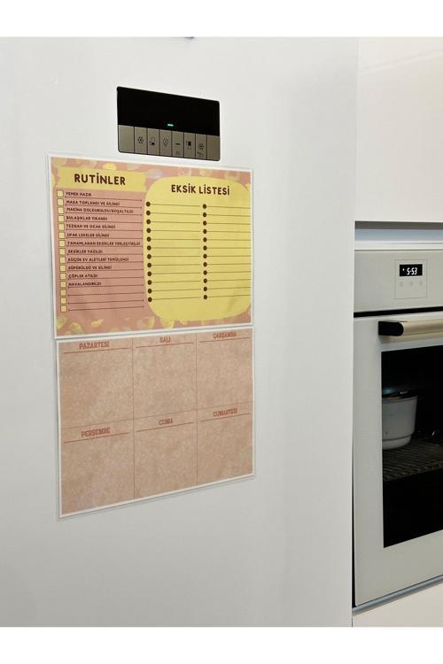 Kopya - Eksik Listesi Magnetli Rutin Listesi Mutfak Buzdolabı Üstü Yırtılmaz Yıpranmaz Yaz Sil