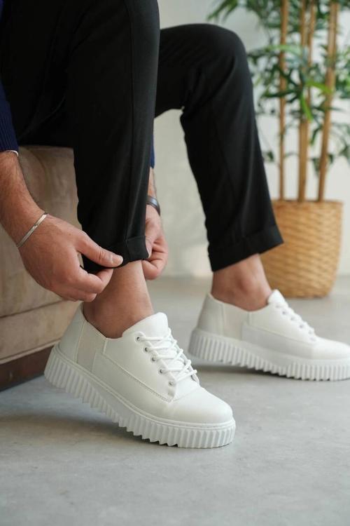 KB-X516 Kuback Beyaz Cilt Günlük Erkek Ayakkabı