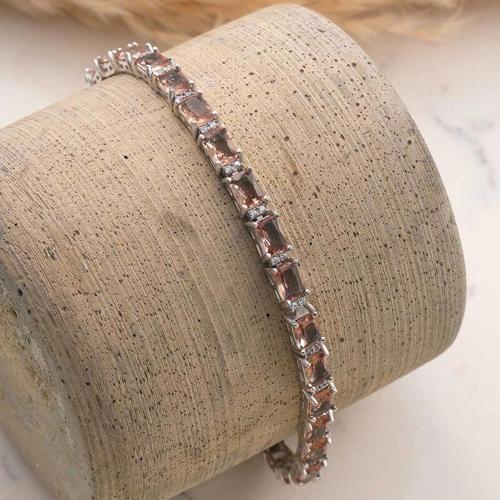 MDB 925 Ayar Gümüş Kare Zultanit Taşlı Kadın Bileklik