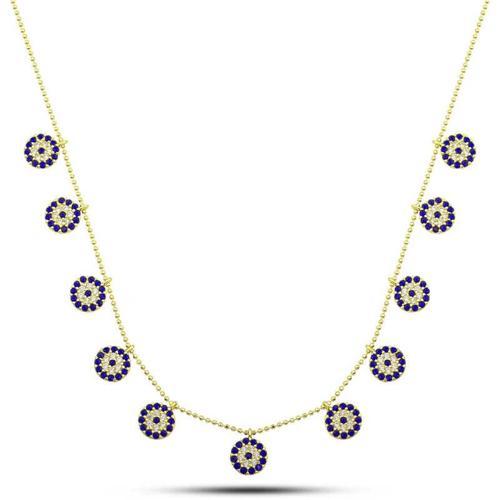 MDB 925 Ayar Gümüş Gold Nazarlı Şans Kadın Kolye