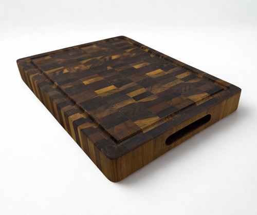 Tik Chef Kesme Tahtası Large Boy ENDGRAIN 35 × 25 × 4 cm Masif Ahşap