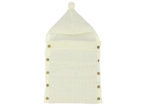 YÜRÜTME DESENLİ TRİKO KUNDAKLI BATTANİYE - Ekru - 0 - 3 Ay - DAL454-Ekru-0 - 3 Ay Ekru