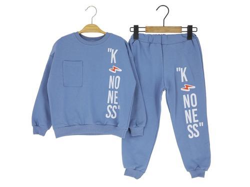 ŞİMŞEKLİ İKİ İPLİK ALT ÜST TAKIM - KRMS742-Saks-2 Yaş Saks