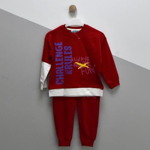 CHALLENGE BASKILI ERKEK ÇOCUK EŞOFMAN TAKIM - Kırmızı - 4 Yaş KIRMIZI