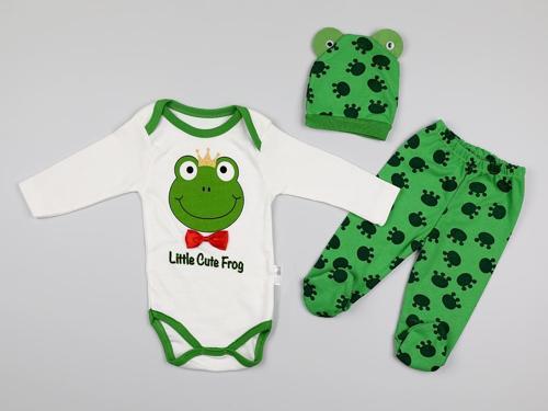 KURBAĞA BASKILI BODYLİ BERELİ ALT ÜST TAKIM - Yeşil - 6 Ay - MNB417-Yeşil-6 Ay Yeşil