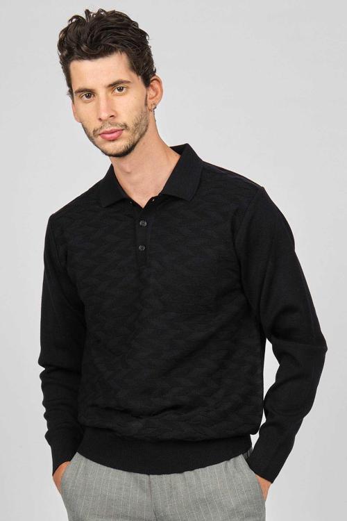 Erkek Desenli Yün Kazak 4538144 Lacivert