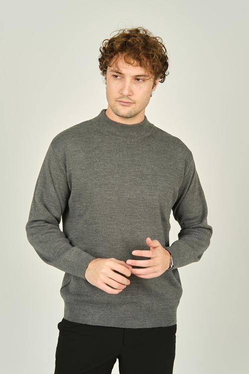 Erkek Yarım Balıkçı Yaka Yün Kazak 6091024 Koyu Gri