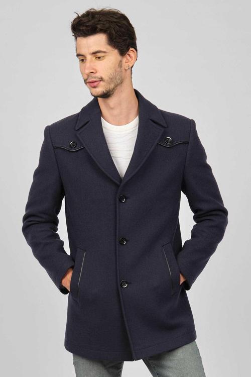 Erkek Yün Kaban 5310543 Lacivert