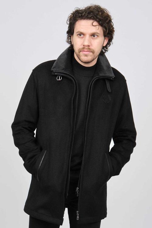 Erkek Çift Yakalı Yün Kaban 3140080 Siyah