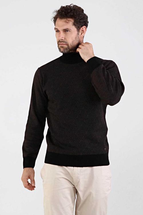 Erkek Tam Balıkçı Yaka Triko Kazak 4604E Siyah