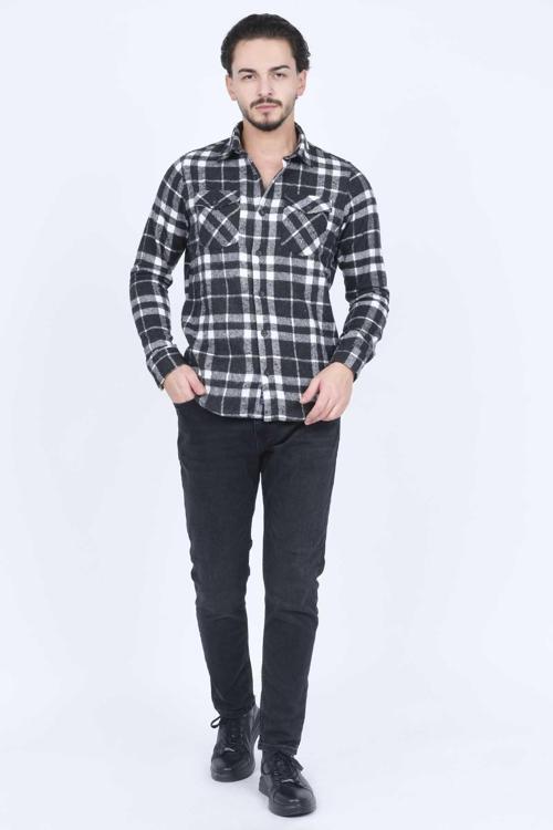 Erkek Kapak Cep Detaylı Oduncu Gömlek 20732564 Beyaz