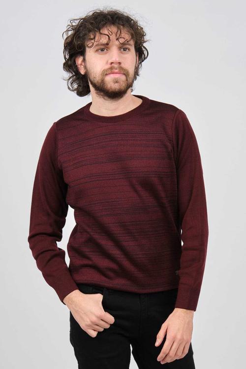 Erkek Bisiklet Yaka Desenli Kazak 42554225 Bordo