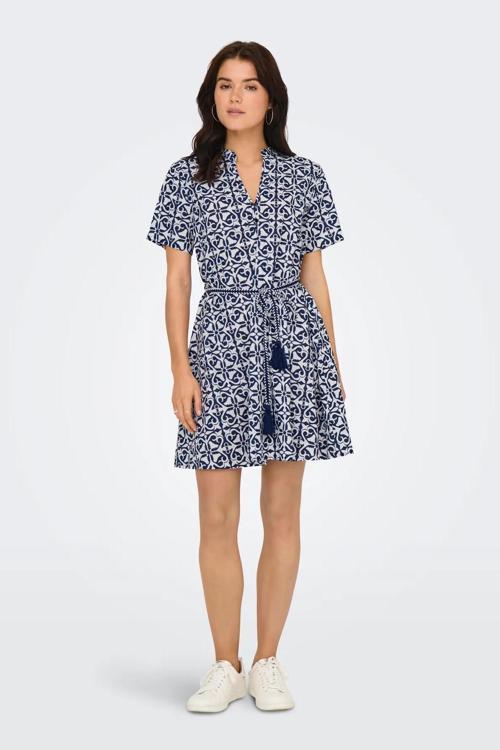 Kadın Jdyanna Belden Bağlamalı Kısa Kollu %100 Pamuk Elbise 15351014 Lacivert