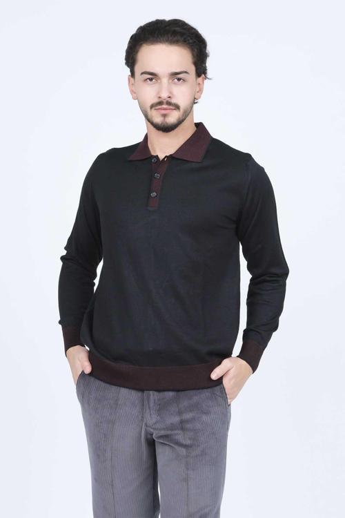 Erkek Polo Yaka Yün Kazak 6091903 Siyah