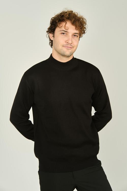 Erkek Yarım Balıkçı Yaka Yün Kazak 6091024 Siyah