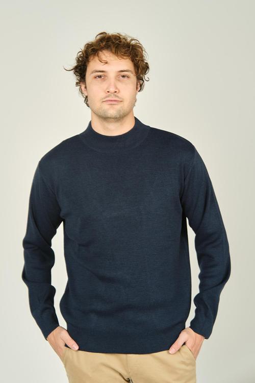 Erkek Yarım Balıkçı Yaka Yün Kazak 6091024 Indigo