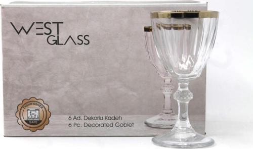 Westglass W440113G Diamond Gold Kaplama Ayaklı Kahve Yanı Bardağı 6 Adet