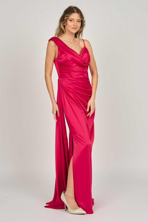 Kadın Omuz Detaylı Abiye Elbise 0992454 Kırmızı