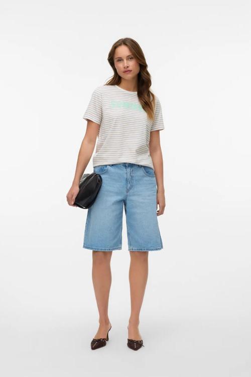 Kadın Vmsımone Kısa Kollu %100 Pamuk T-Shirt 10328170 Beyaz