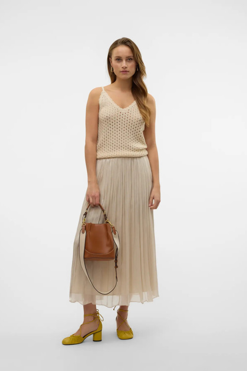 Kadın Vmvıps Pileli Beli Lastikli Maxi Etek 10328017 Taş