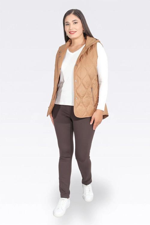 Kadın Yüksek Bel Toparlayıcı Tayt 30169 Kahverengi