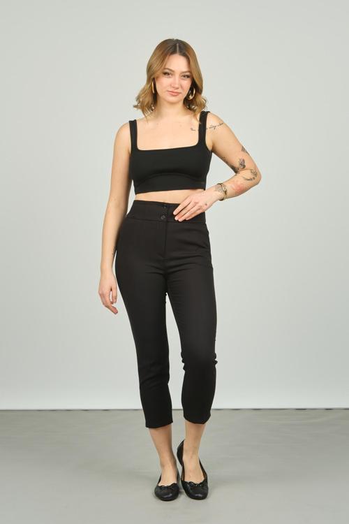 Kadın Bilek Boy Dar Kalıp Pantolon 7208 Siyah