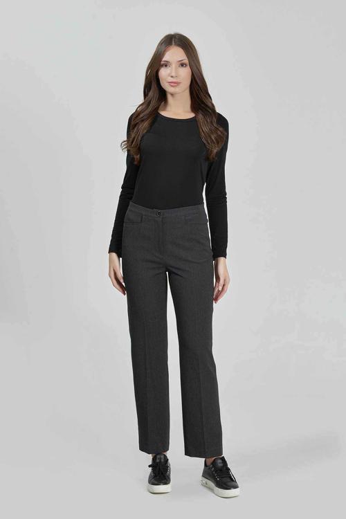 Kadın Gizli Lastik Boru Paça Gabardin Pantolon 430082 Antrasit