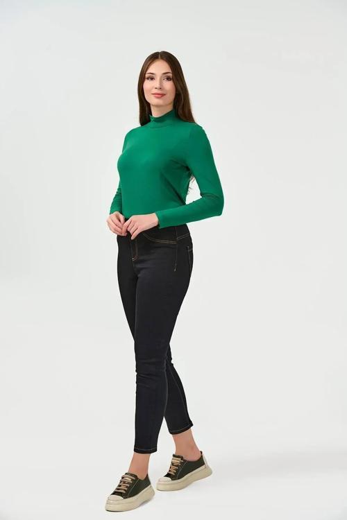 Kadın Beli Lastikli Dar Paça Kot Pantolon 30156 Siyah